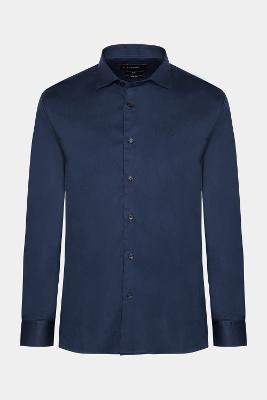 Camisa Slim Tricoline Algodão Manga Longa Não Ativar Marinho