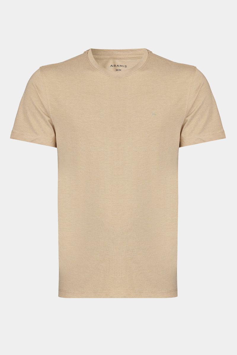 Camiseta Aramis Manga Curta Algodão Básica Areia - 1