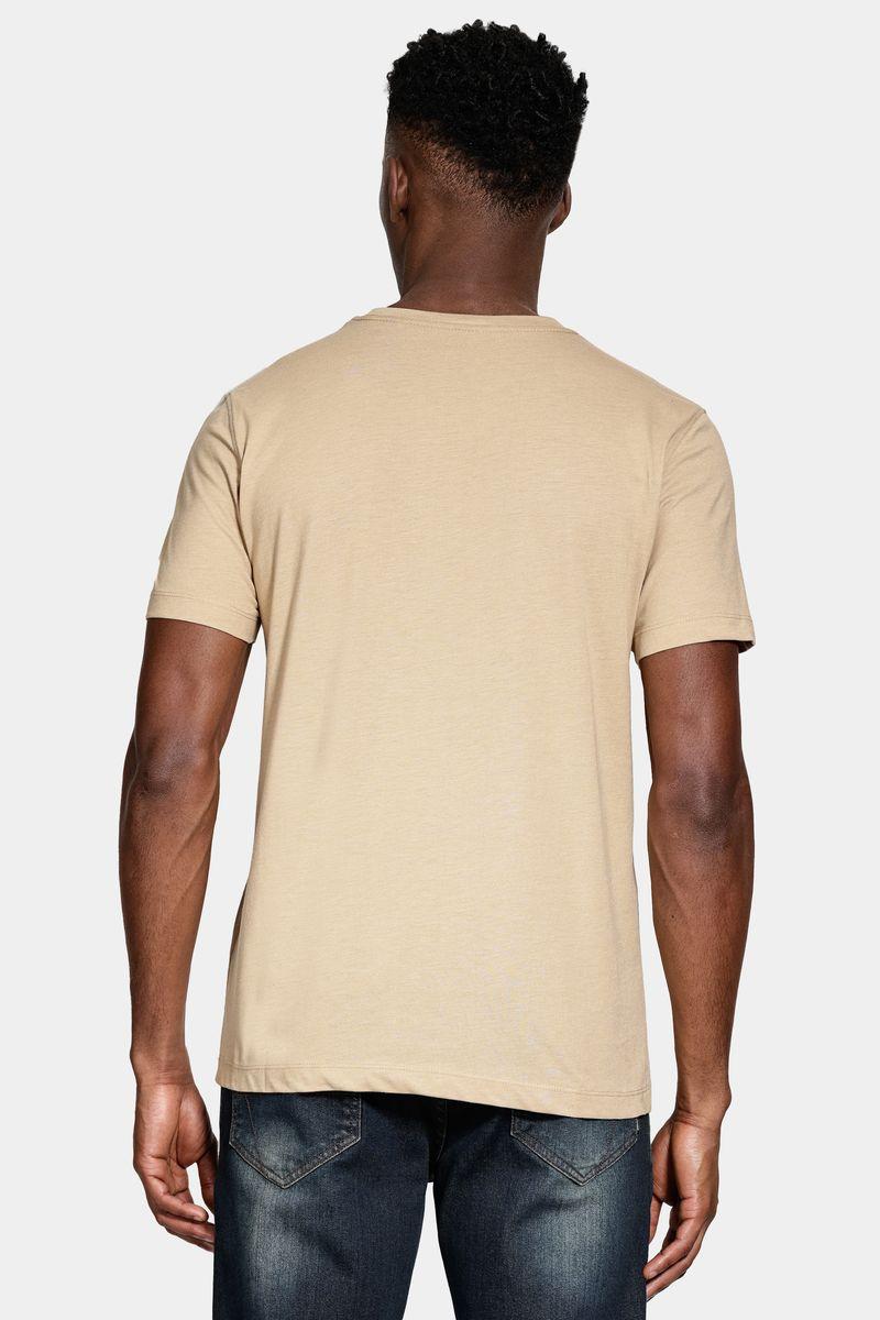 Camiseta Aramis Manga Curta Algodão Básica Areia - 4