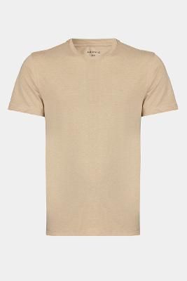Camiseta Aramis Manga Curta Algodão Básica Areia