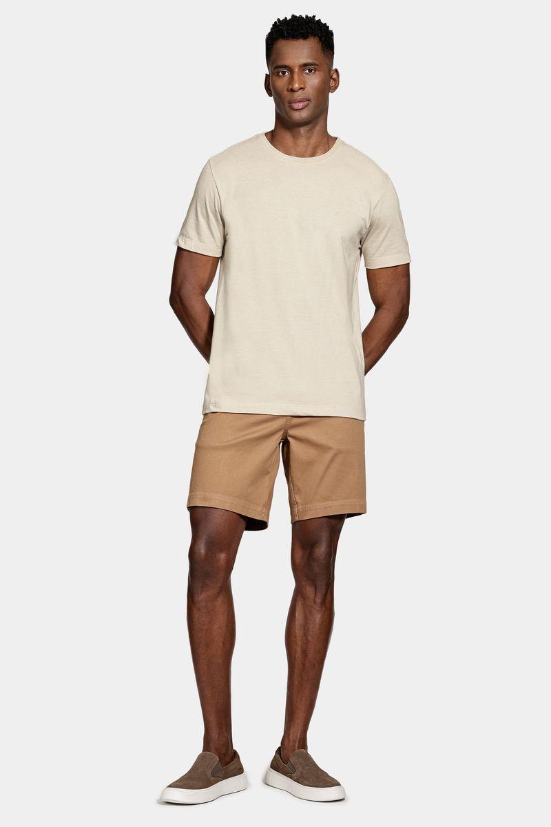 Camiseta Aramis Malha Mescla Manga Curta Básica Bege - 1