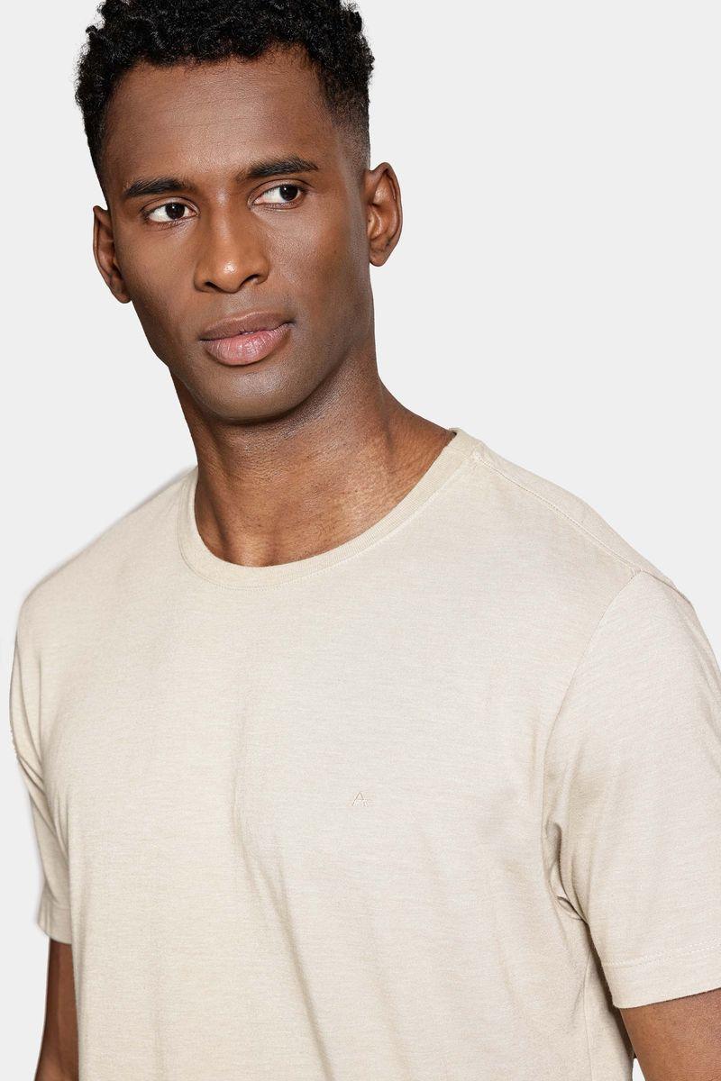 Camiseta Aramis Malha Mescla Manga Curta Básica Bege - 2