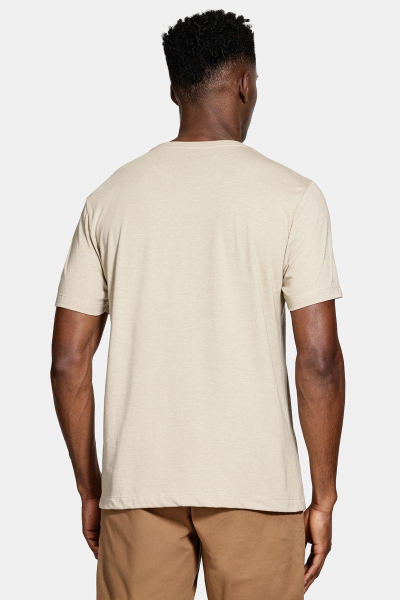 Camiseta Aramis Malha Mescla Manga Curta Básica Bege - 3