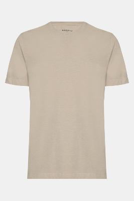 Camiseta Aramis Malha Mescla Manga Curta Básica Bege