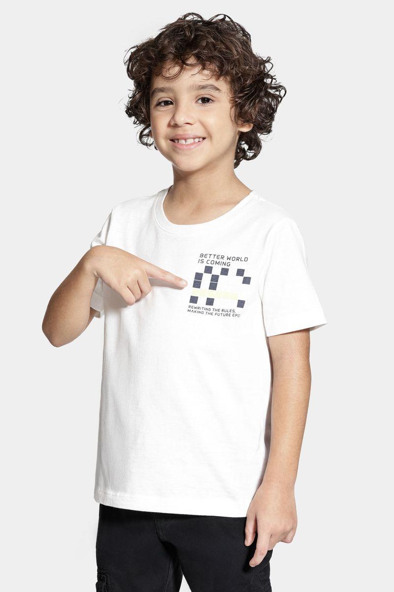 Camiseta Aramis Infantil Manga Curta Pixel Off White - 1