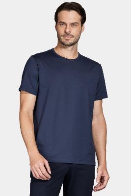 Camiseta Aramis Manga Curta de Algodão Pima Gaseado Navy