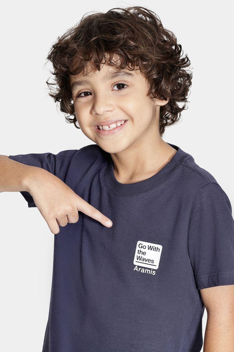 Camiseta Aramis Infantil Manga Curta com frase Navy - 3