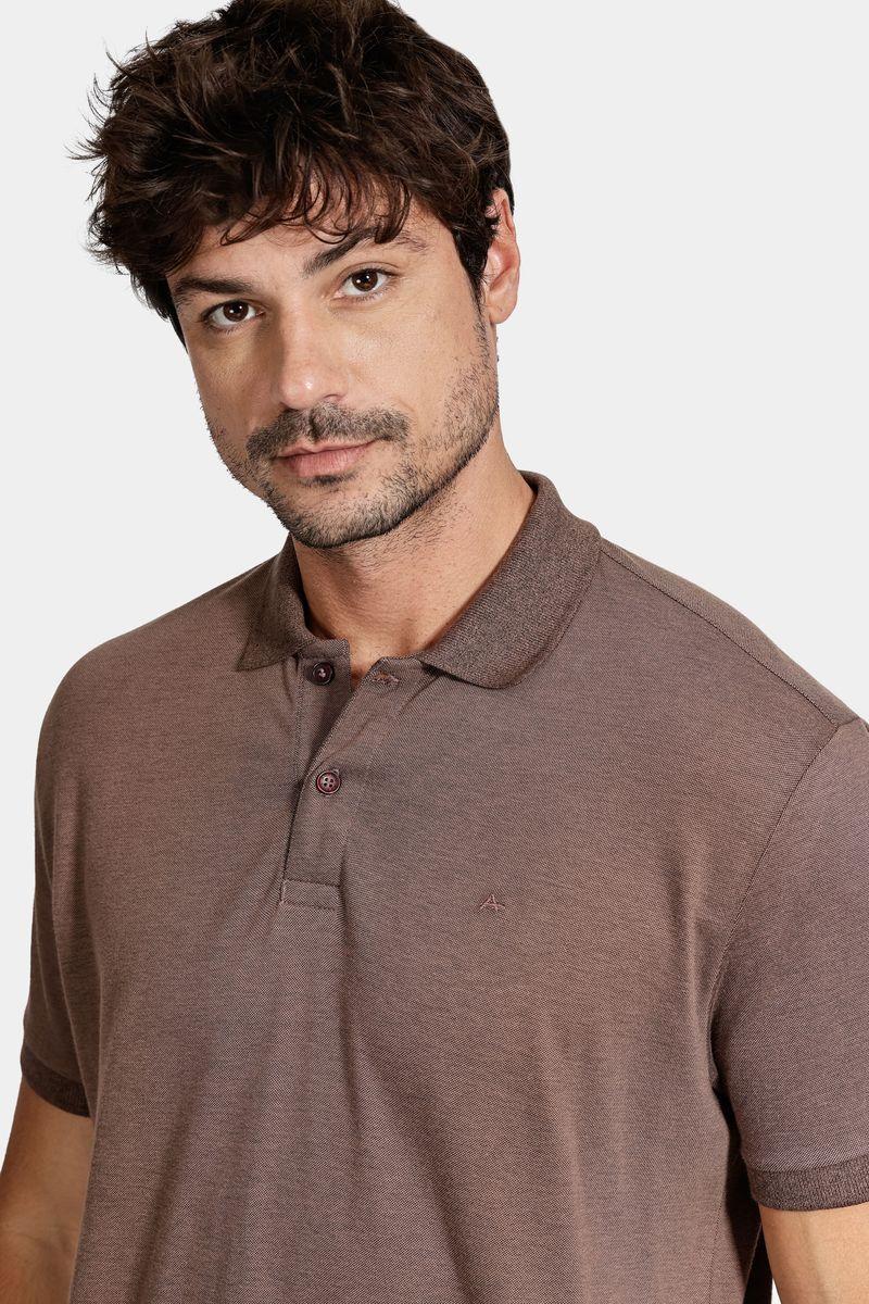 Polo Aramis Manga Curta Gola Mescla Castor - 3