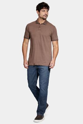 Polo Aramis Manga Curta Gola Mescla Castor