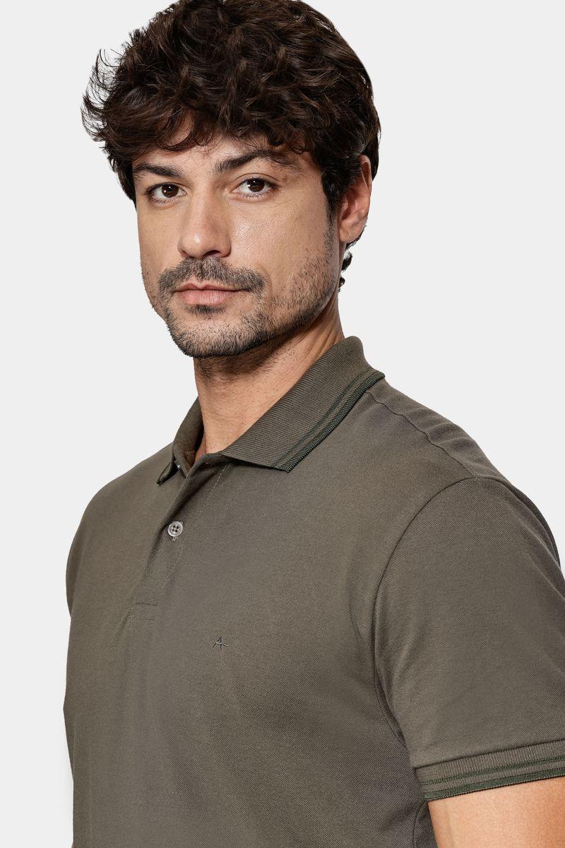 Polo Aramis Manga Curta Frisos Verde Oliva - 3