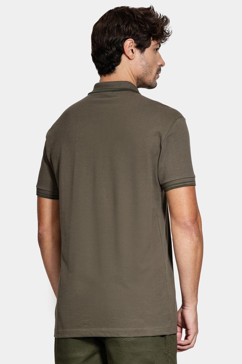 Polo Aramis Manga Curta Frisos Verde Oliva - 4