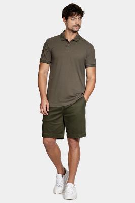 Polo Aramis Manga Curta Frisos Verde Oliva