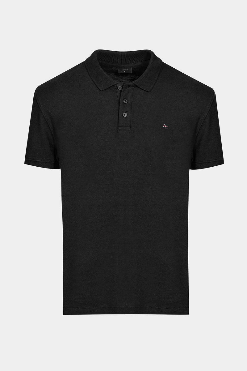 Polo Aramis Manga Curta Piquet Mescla Básica Preto - 4