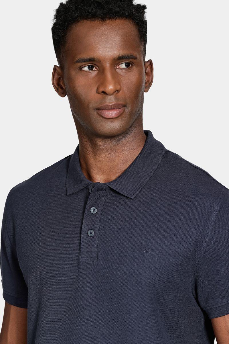 Polo Aramis Manga Curta Piquet Mescla Básica Marinho - 2