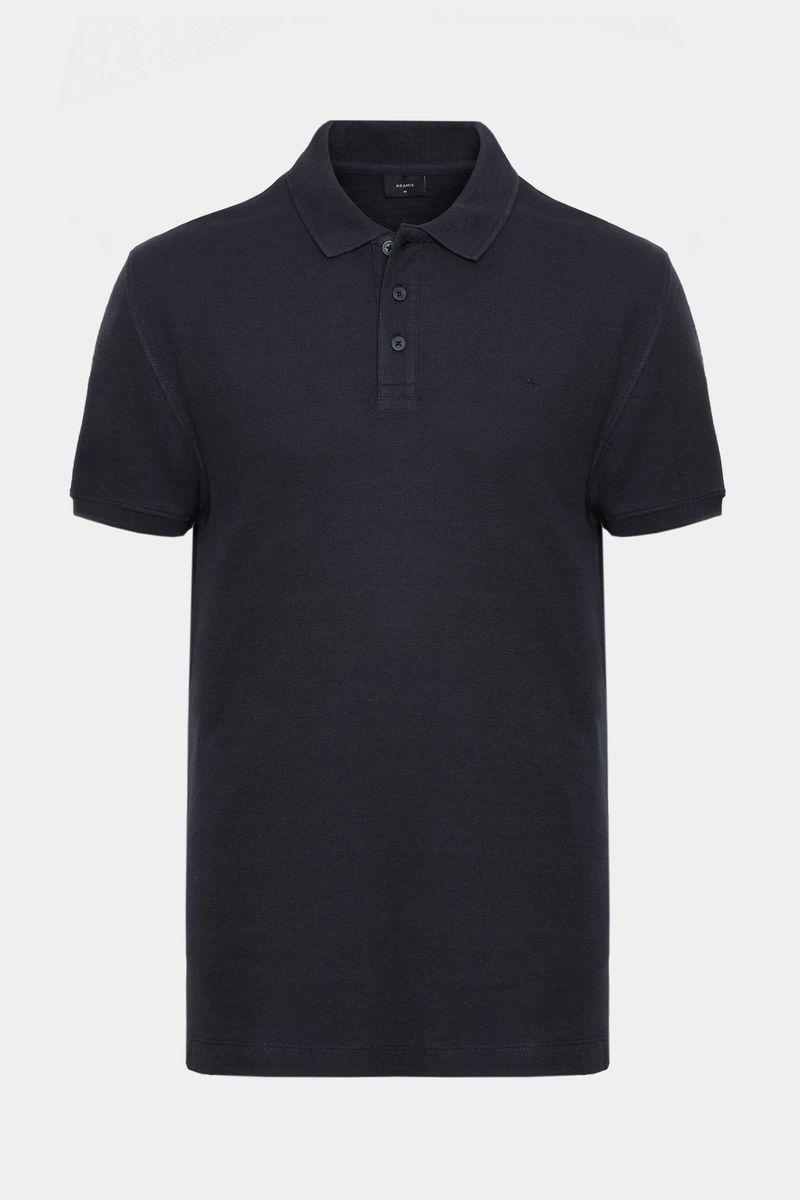 Polo Aramis Manga Curta Piquet Mescla Básica Marinho - 4