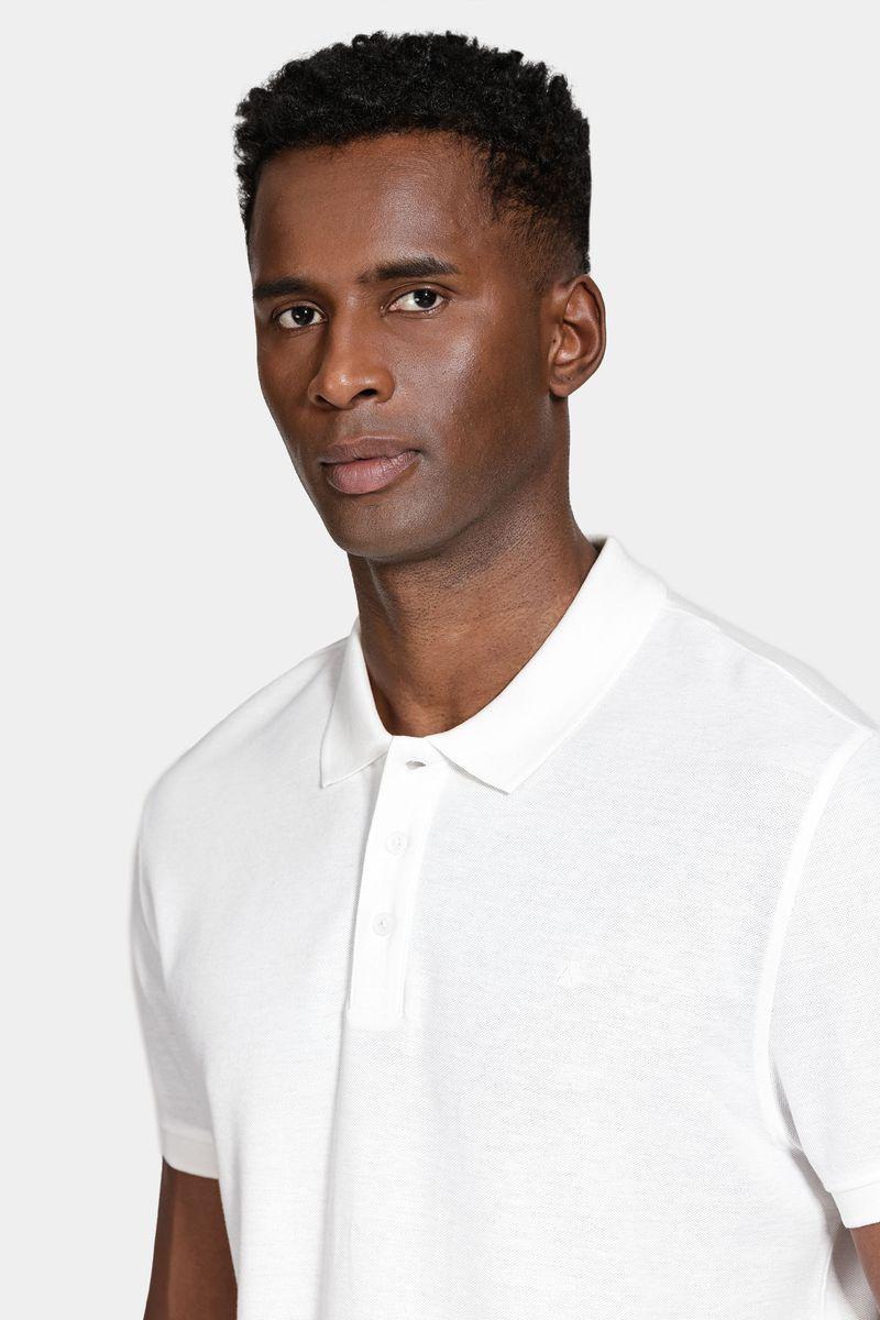 Polo Aramis Manga Curta Algodão Piquet Mescla Básica Branco - 2