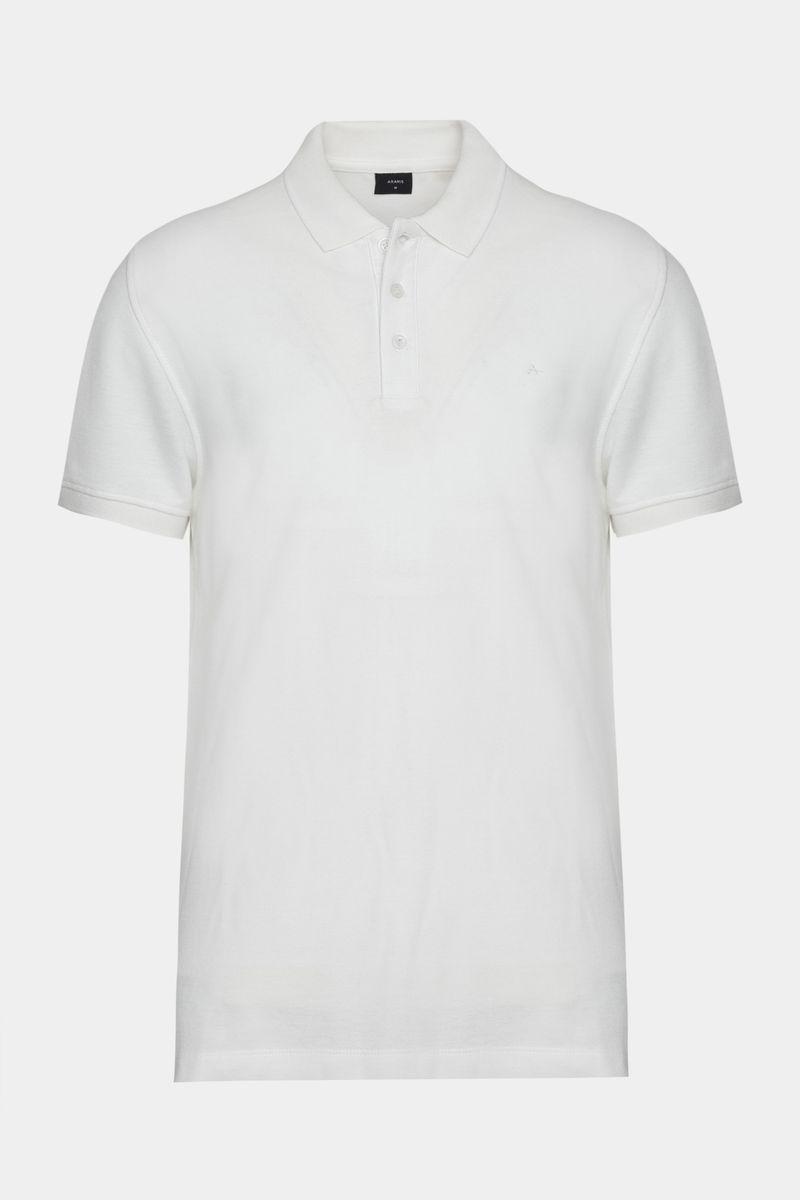 Polo Aramis Manga Curta Algodão Piquet Mescla Básica Branco - 4