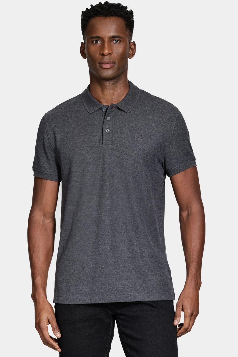 Polo Aramis Manga Curta Piquet Mescla Básica Grafite - 1