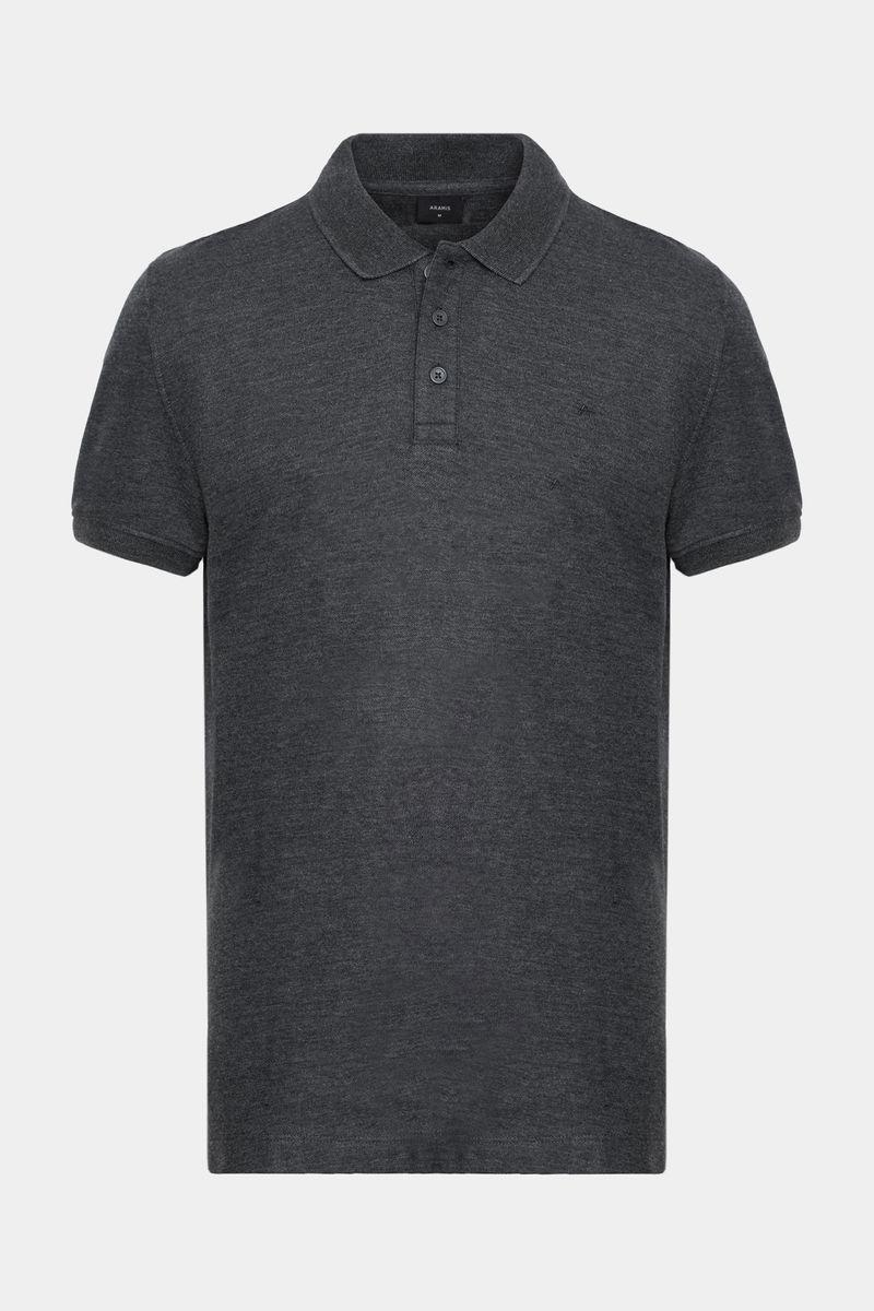 Polo Aramis Manga Curta Piquet Mescla Básica Grafite - 4