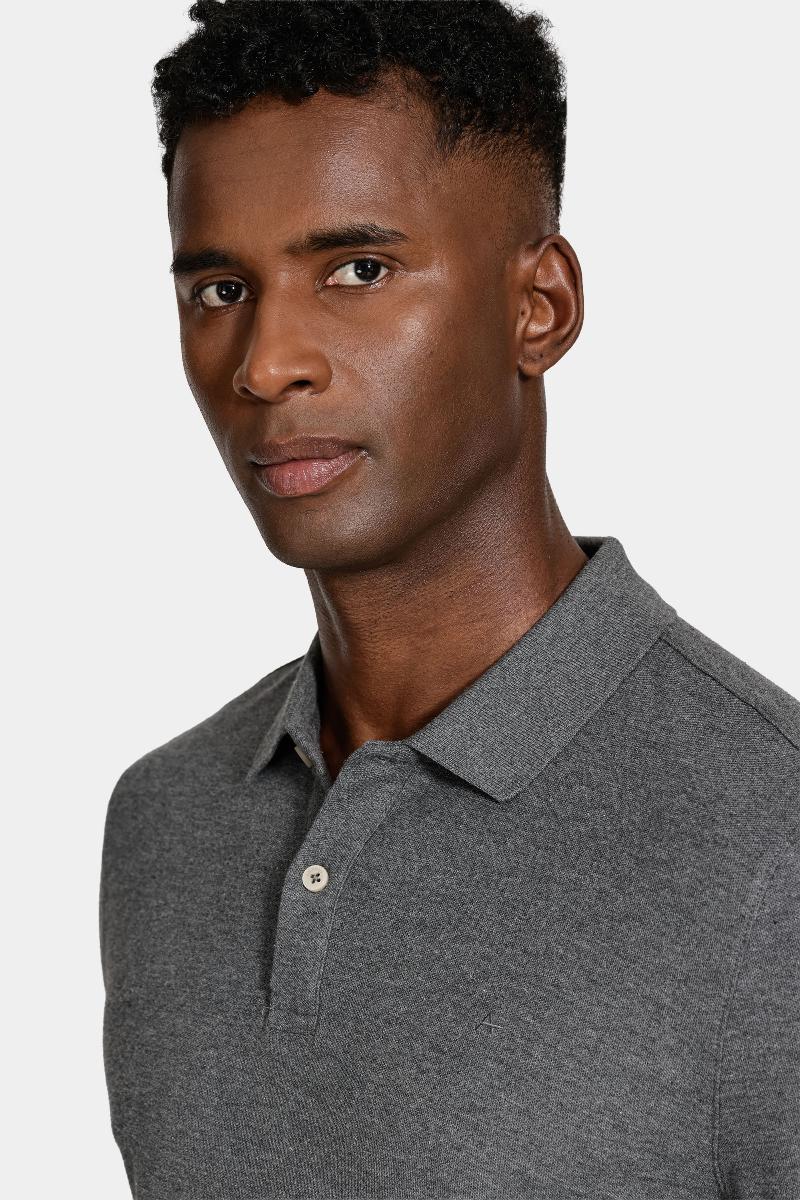 Polo Aramis Manga Curta Melange Grafite Mescla - 4