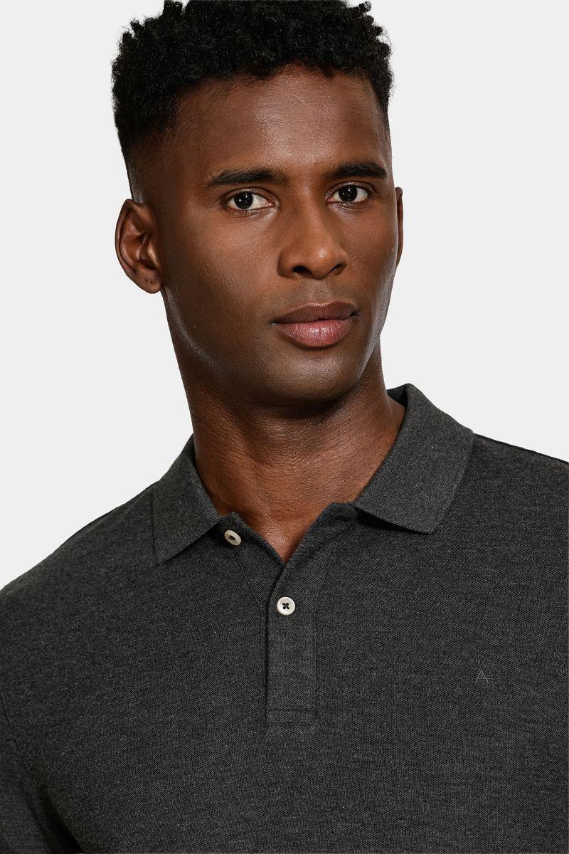 Polo Aramis Manga Curta Melange Cinza Grafite - 3