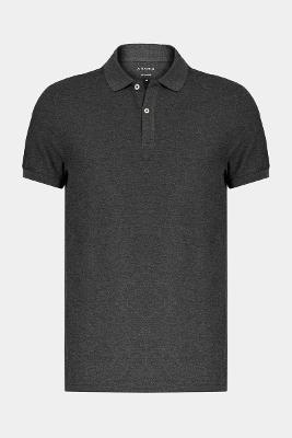 Polo Aramis Manga Curta Melange Cinza Grafite