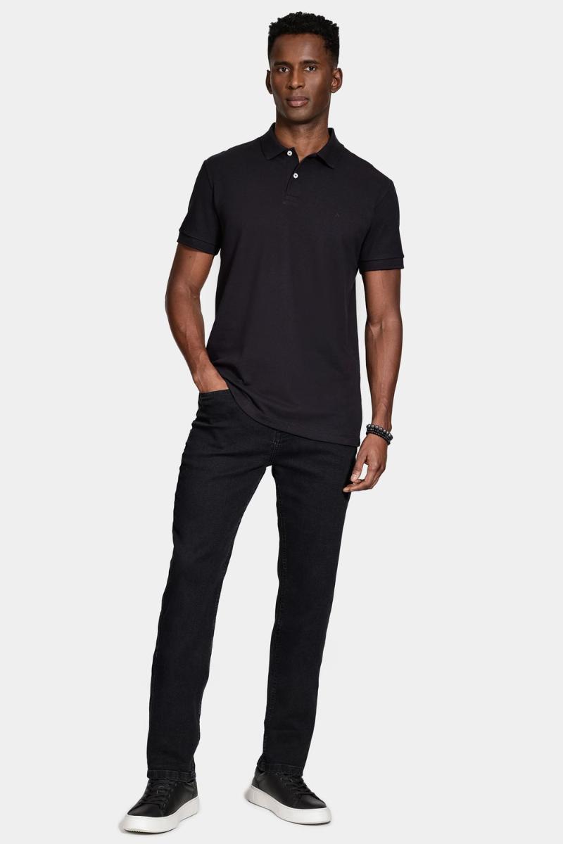 Polo Aramis Manga Curta Lisa Piquet Preto - 3