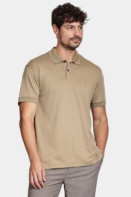 Polo Aramis Manga Curta Interlock Pima Areia