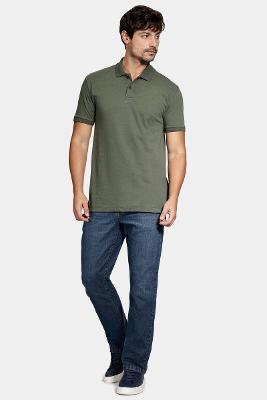 Polo Aramis Manga Curta Gola Mescla Verde Militar