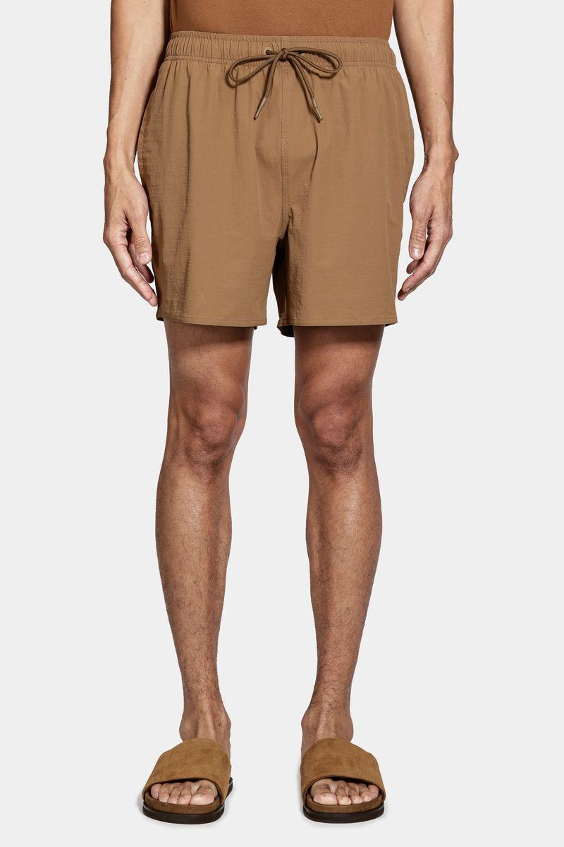 Shorts Aramis de Elástico Liso Maquinetado Cáqui - 1