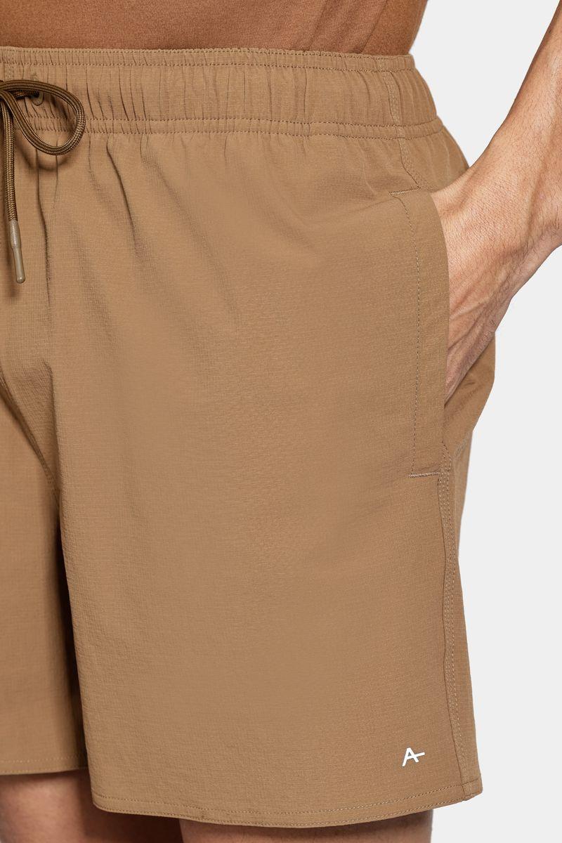 Shorts Aramis de Elástico Liso Maquinetado Cáqui - 2