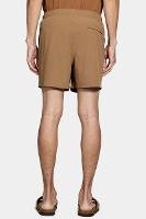 Shorts Aramis de Elástico Liso Maquinetado Cáqui