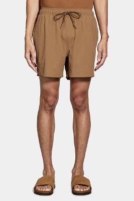 Shorts Aramis de Elástico Liso Maquinetado Cáqui