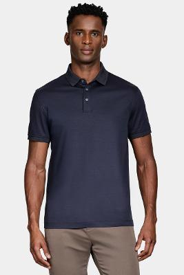 Polo Aramis Manga Curta Silk Blend Modal Navy