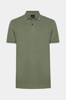Polo Aramis Manga Curta Piquet Duplo Verde Militar