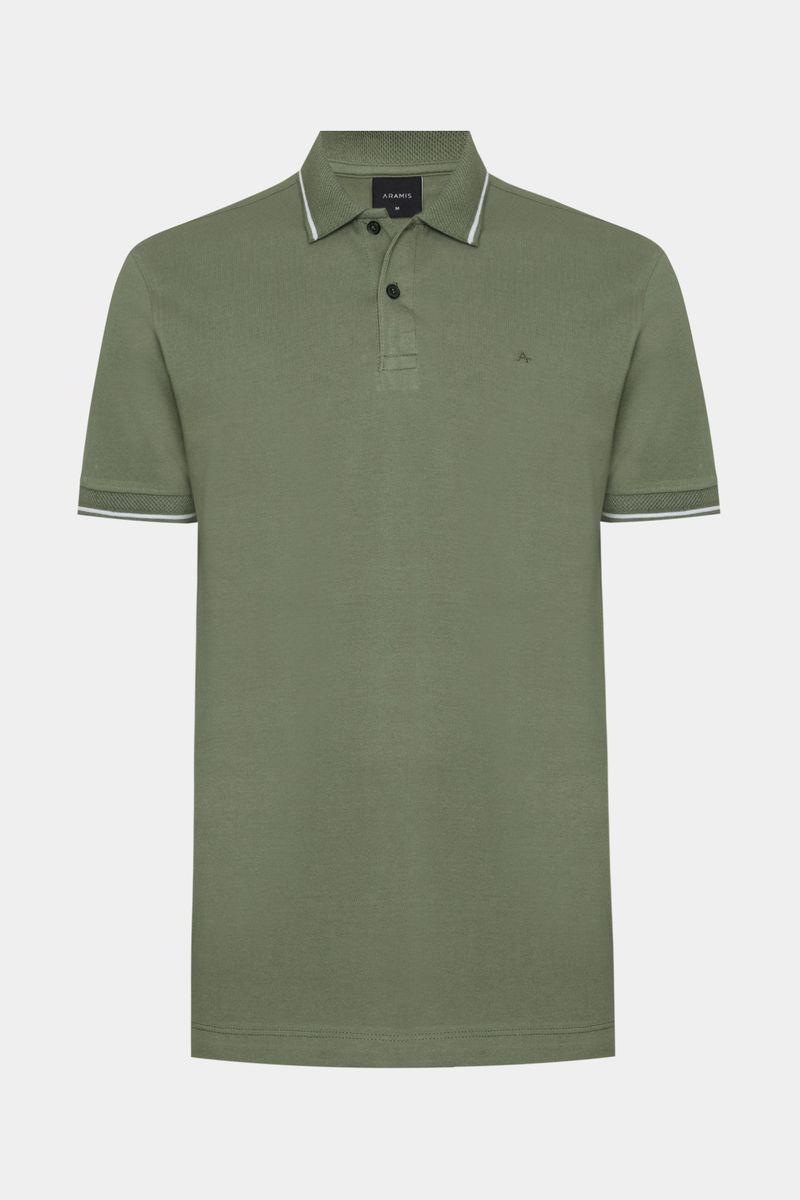 Polo Aramis Manga Curta Piquet Duplo Verde Militar - 1