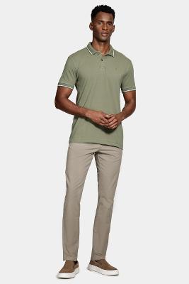 Polo Aramis Manga Curta Piquet Duplo Verde Militar