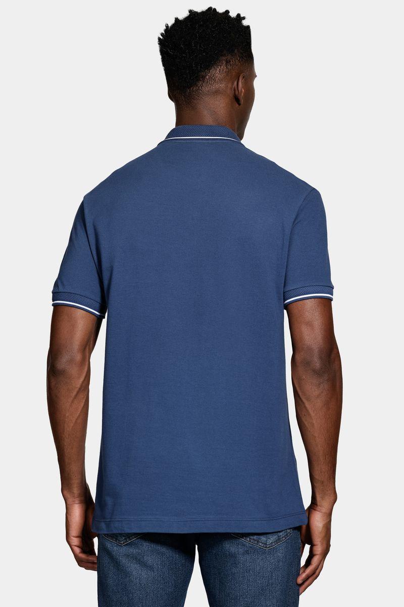 Polo Aramis Manga Curta Piquet Duplo Azul Neblina - 4