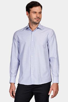 Camisa Regular Social Tricoline Azul Claro