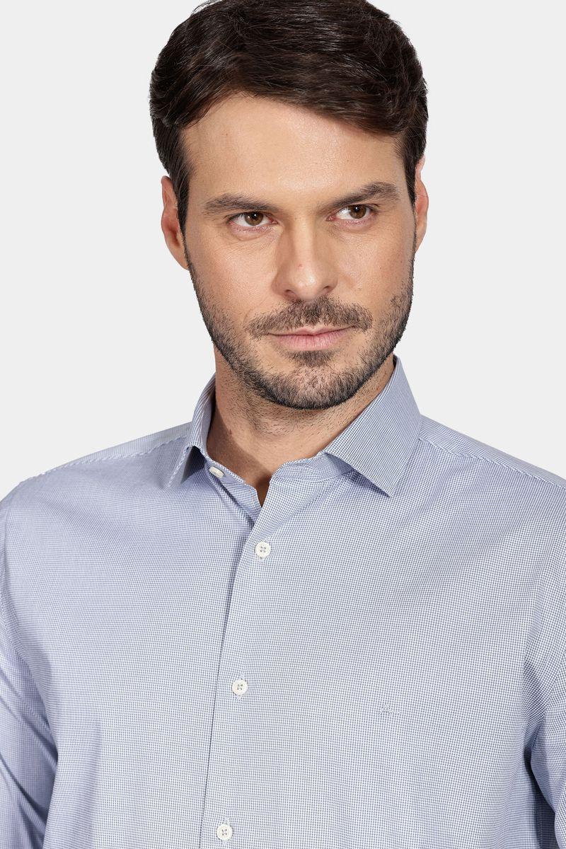 Camisa Aramis Slim Micro Xadrez Branco Com Azul - 2