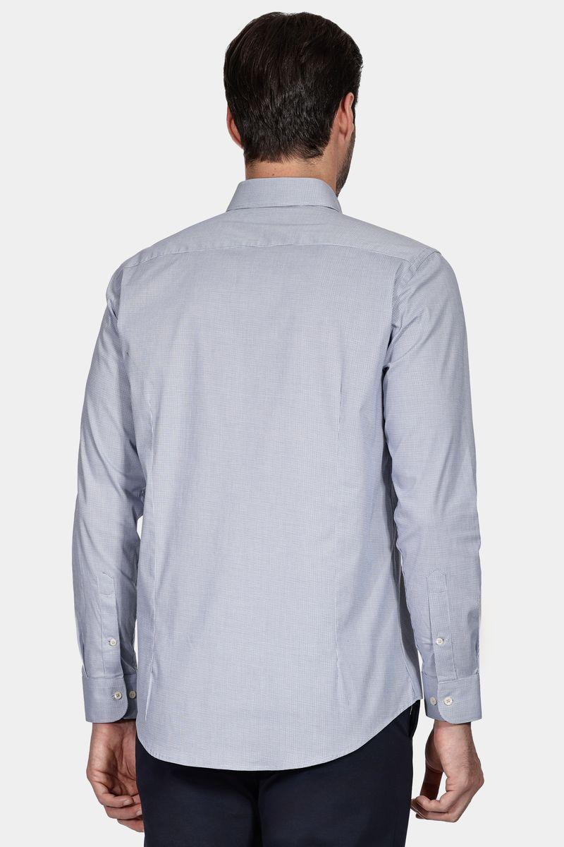 Camisa Aramis Slim Micro Xadrez Branco Com Azul - 3
