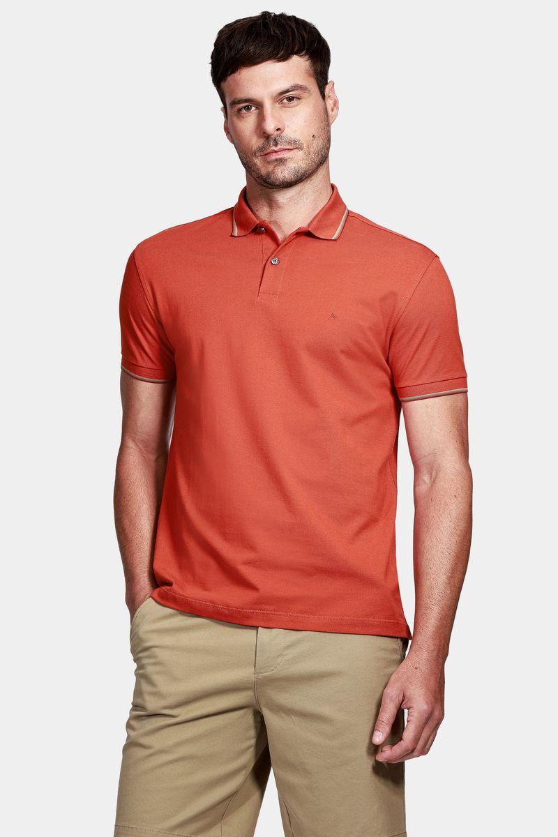 Polo Aramis Básica 4 Frisos Laranja Ferrugem Com Casto - 1