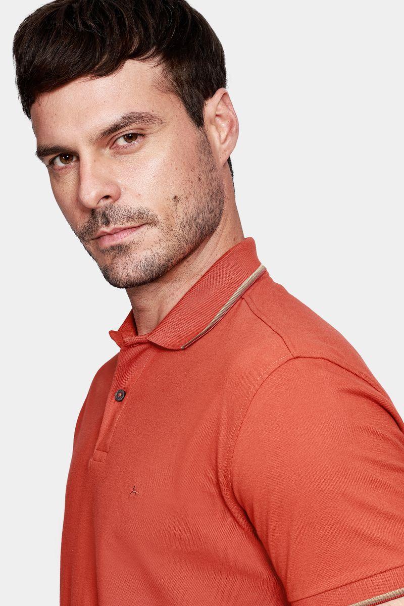 Polo Aramis Básica 4 Frisos Laranja Ferrugem Com Casto - 2