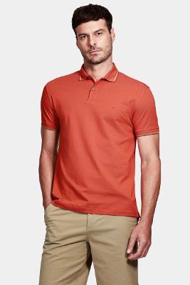 Polo Aramis Básica 4 Frisos Laranja Ferrugem Com Casto