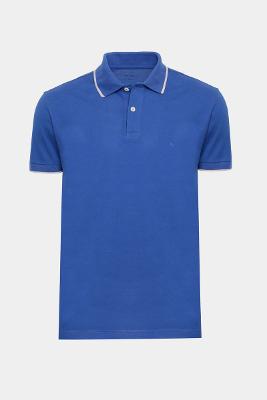 Polo Aramis Classic 1 Friso Azul Royal Com Cinza Claro
