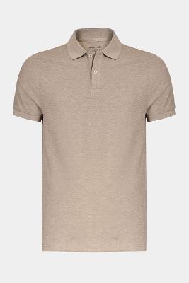 Polo Aramis Manga Curta Melange Marrom Militar