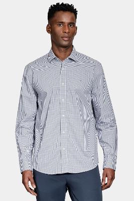 Camisa Aramis Manga Longa Regular Fio 60 Branco e Chumbo