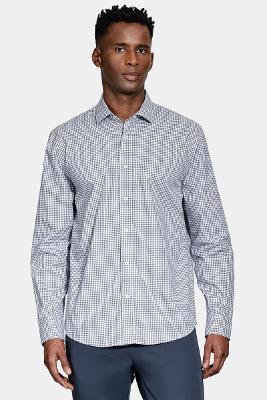 Camisa Aramis Manga Longa Regular Fio 60 Branco e Chumbo