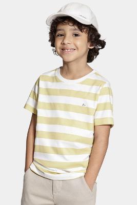 Camiseta Aramis Infantil Manga Curta Off White e Laranja