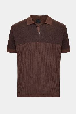 Polo Aramis Tricot Mc Mix Jacquard Cafe